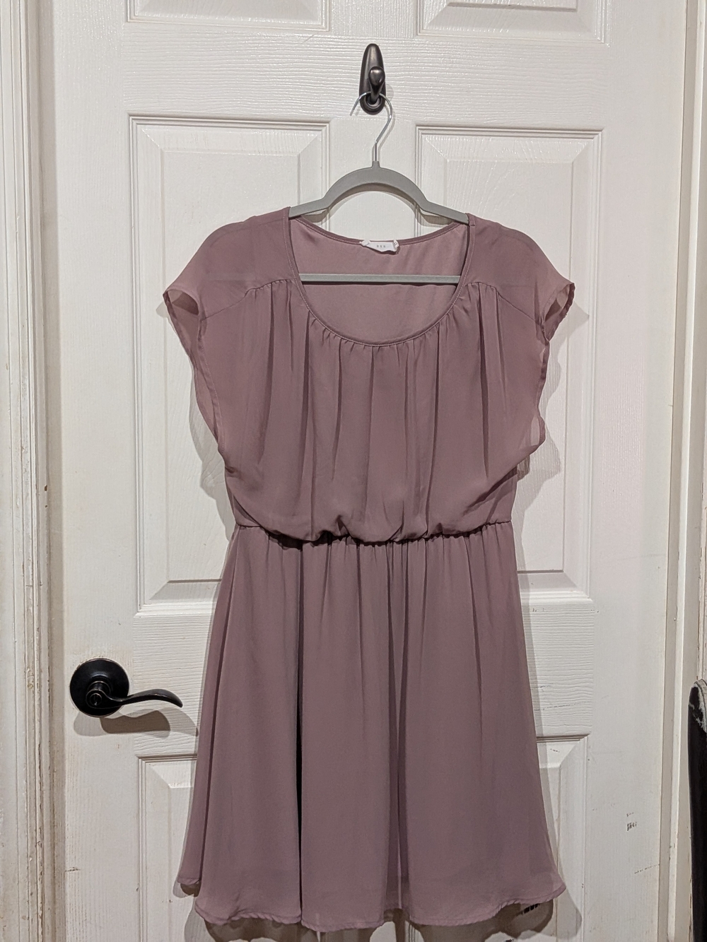 Lush Dusty Mauve Blouson Chiffon Mini Dress Casual Dressy